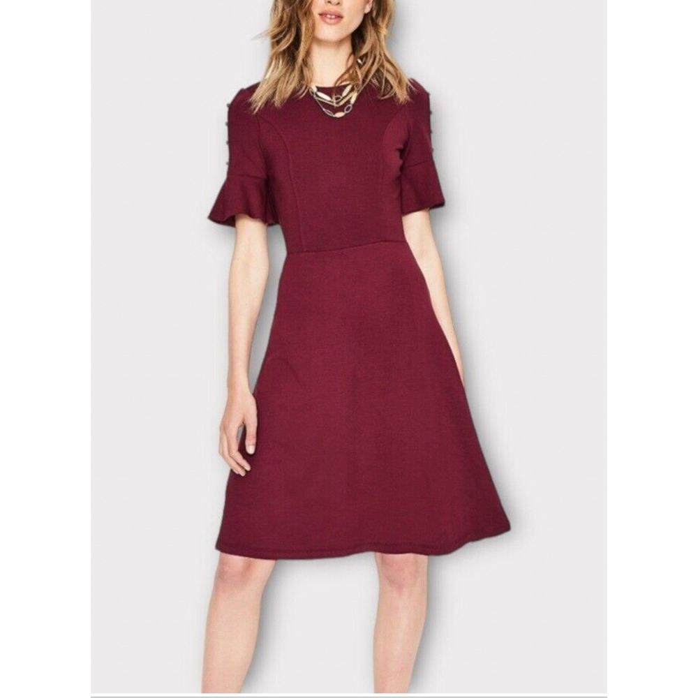 Women's Burgundy Fit-and-Flare Dress